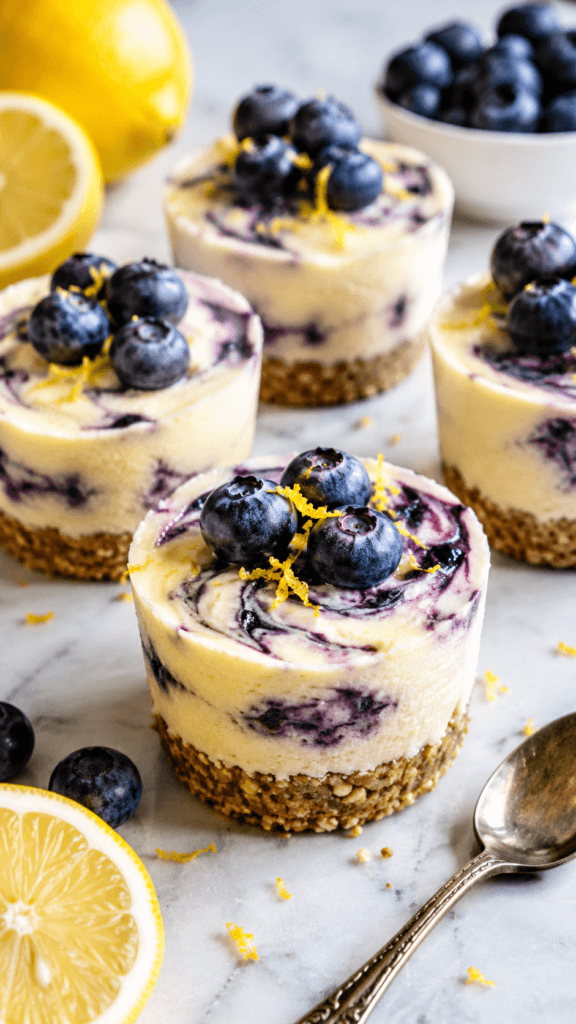 If you want something bright, creamy, and ridiculously easy, these no-bake lemon blueberry cheesecake cups are about to be your new favorite dessert. They’re made with cashews, lemon juice, maple syrup, and fresh blueberries for a refreshing, feel-good treat that looks fancy with barely any effort.