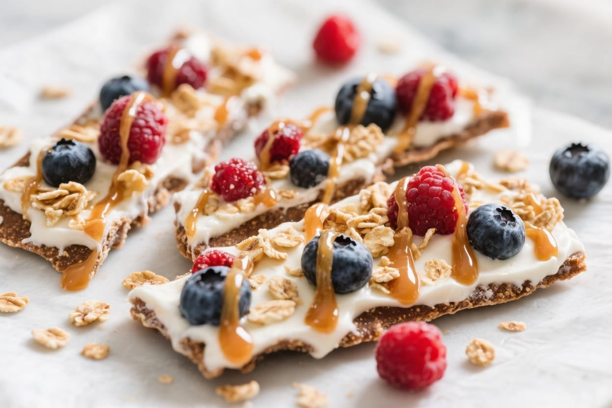 Berry Yogurt Granola Bars: Wholesome, crunchy treats with fresh berries, extra caramel drizzle—great for snack breaks. Save this idea so you can come back to it later.