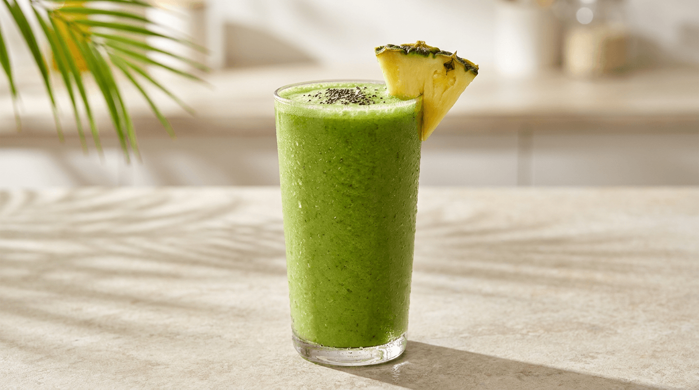 Green Smoothie Refresh: Vibrant, nutrient-packed smoothie crowned with chia and pineapple—ideal flexitarian boost. Save this idea so you can come back to it later.