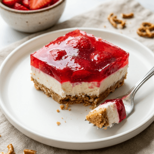 Strawberry Pretzel Dessert: Sweet, creamy, and crunchy slice with glossy berries—ideal for spring gatherings. Save this idea so you can come back to it later.