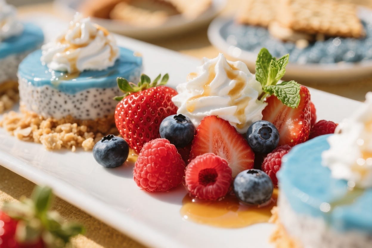 Fruit Fantasy Parfaits: vibrant, creamy treats with fresh berries, mint & crunchy granola—ideal for summer parties. Save this idea so you can come back to it later.