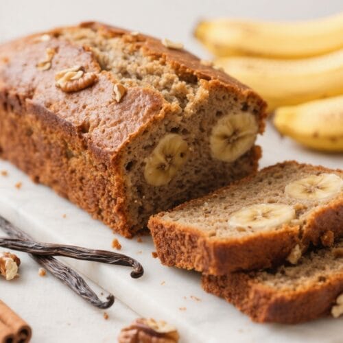 Banana Nut Bread Bliss: Moist, nutty loaf with juicy banana pieces, fresh walnuts, and spices—ideal for cozy mornings. Save this idea so you can come back to it later.