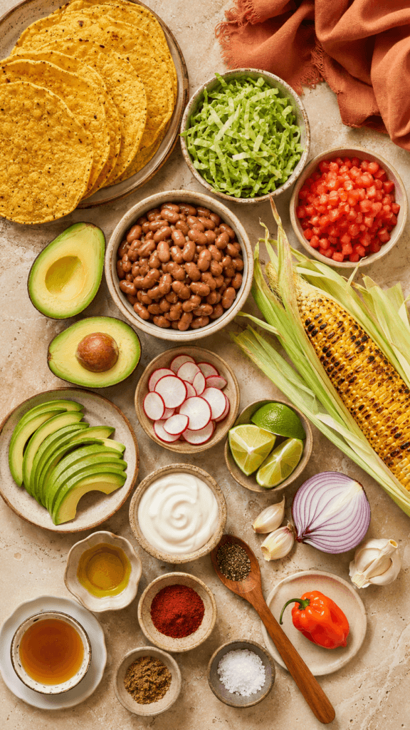 Charred Corn Tostadas Fiesta: Vibrant, fresh tortillas and toppings pop with zesty color—quick, wholesome dinner. Save this idea so you can come back to it later.