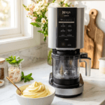 Pineapple Dole Whip Delight: Sleek Ninja CREAMi churns vegan, tropical treats on marble—sunny, plant-filled vibes. Save this idea so you can come back to it later.