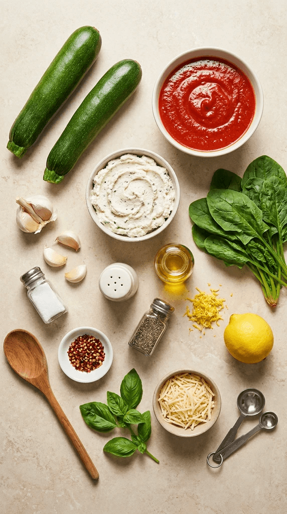Vegan Lasagna Zucchini Boats: Vibrant, healthful zucchinis with silky ricotta and fresh basil, perfect for easy meal prep. Save this idea so you can come back to it later.