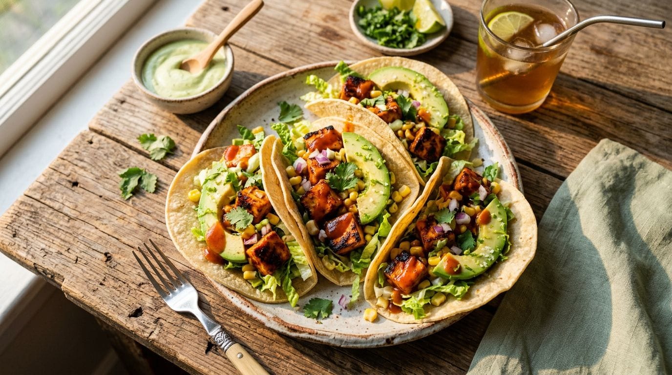 Fresh BBQ Tofu Tacos: Flavorful, colorful tortillas packed with crisp veggies—perfect for quick plant-based meals.