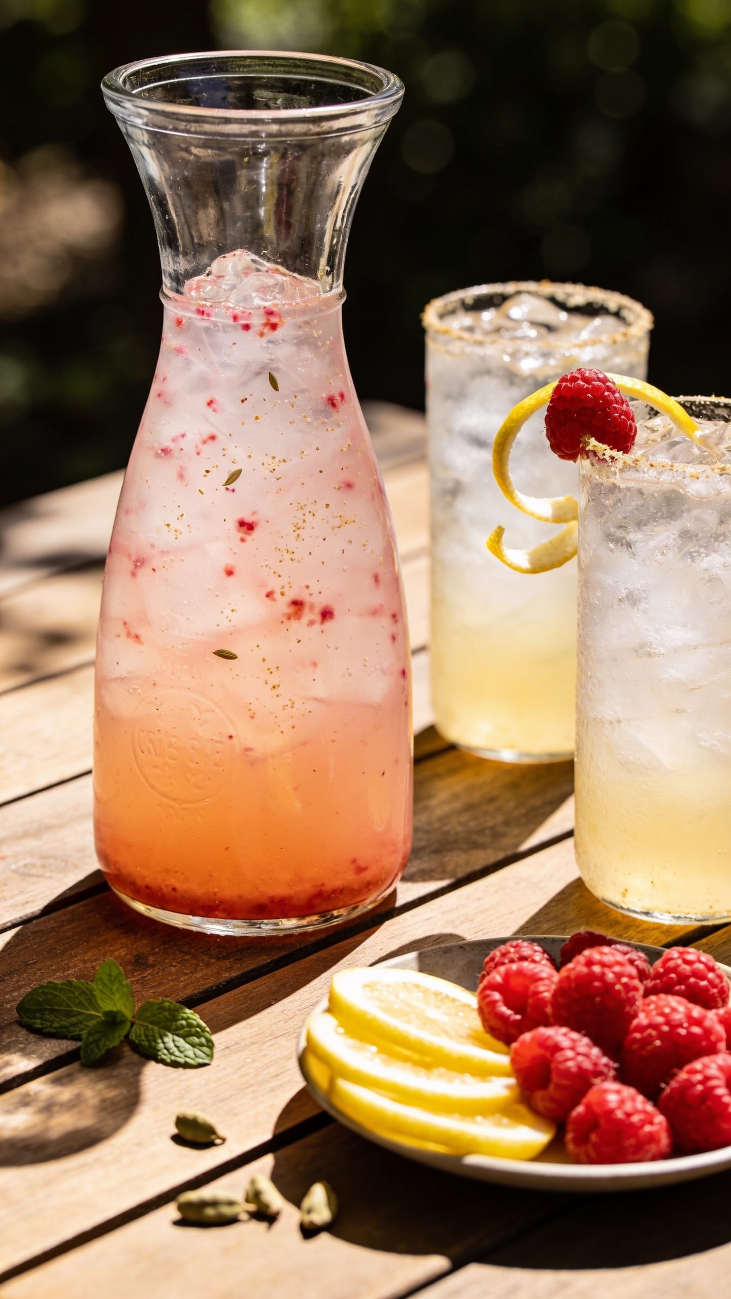 Homemade lemonade recipes with raspberry cardamom lemonade and fresh summer berries
